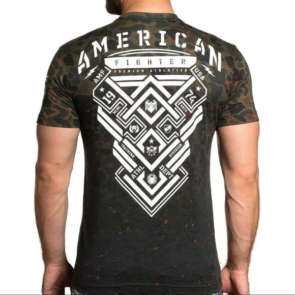 AMERICAN FIGHTER Men's T-shirt BRADDOCK Athletic CAMO Green - Picture 7 of 11